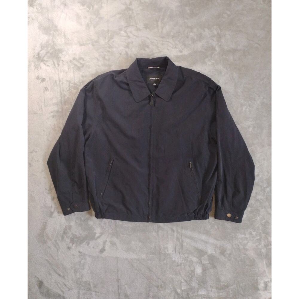 London Fog Auburn Jacket Mens XL Black Full Zip Windbreaker Golf Athleisure